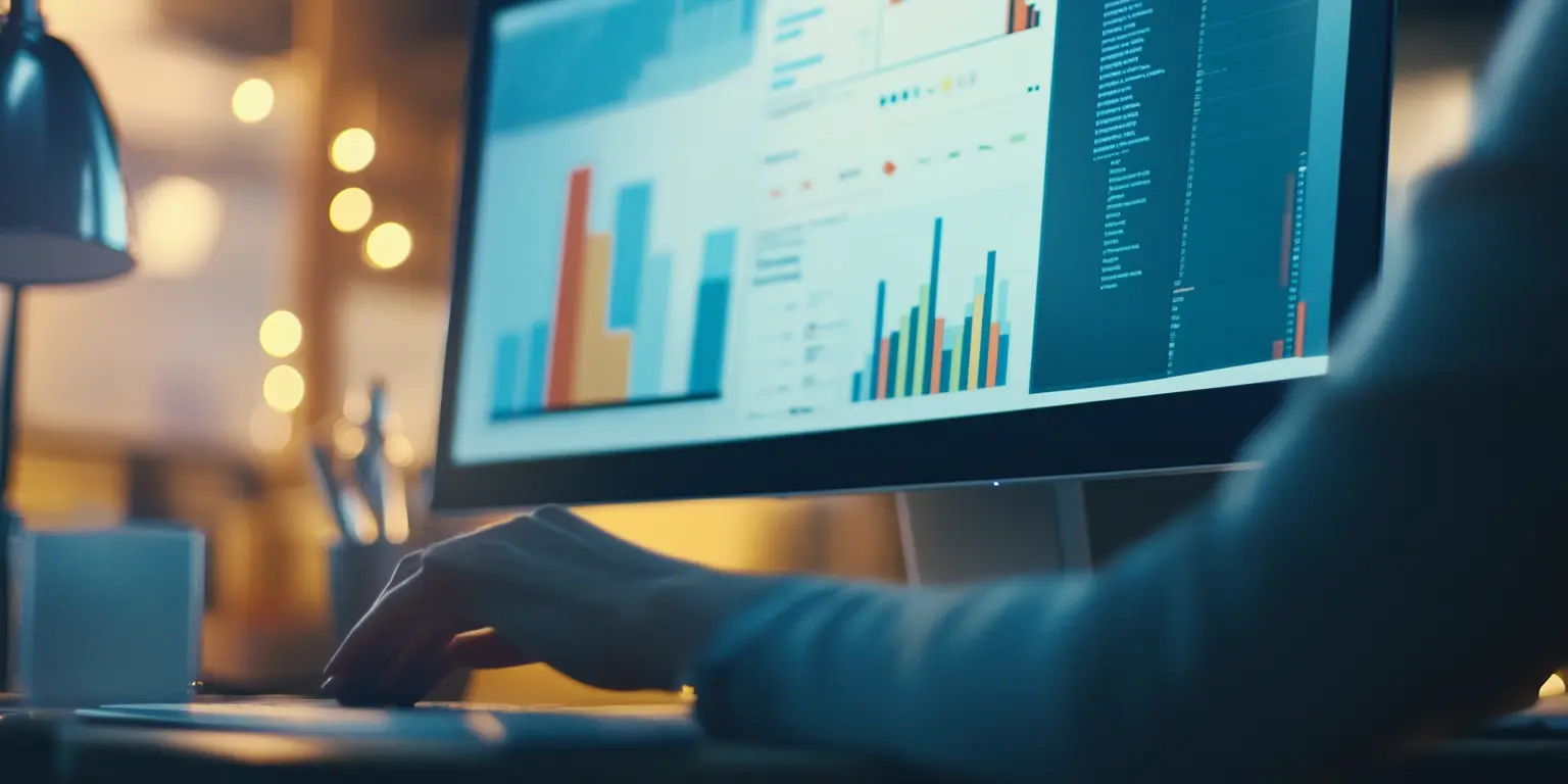 A computer display that shows a set of business data